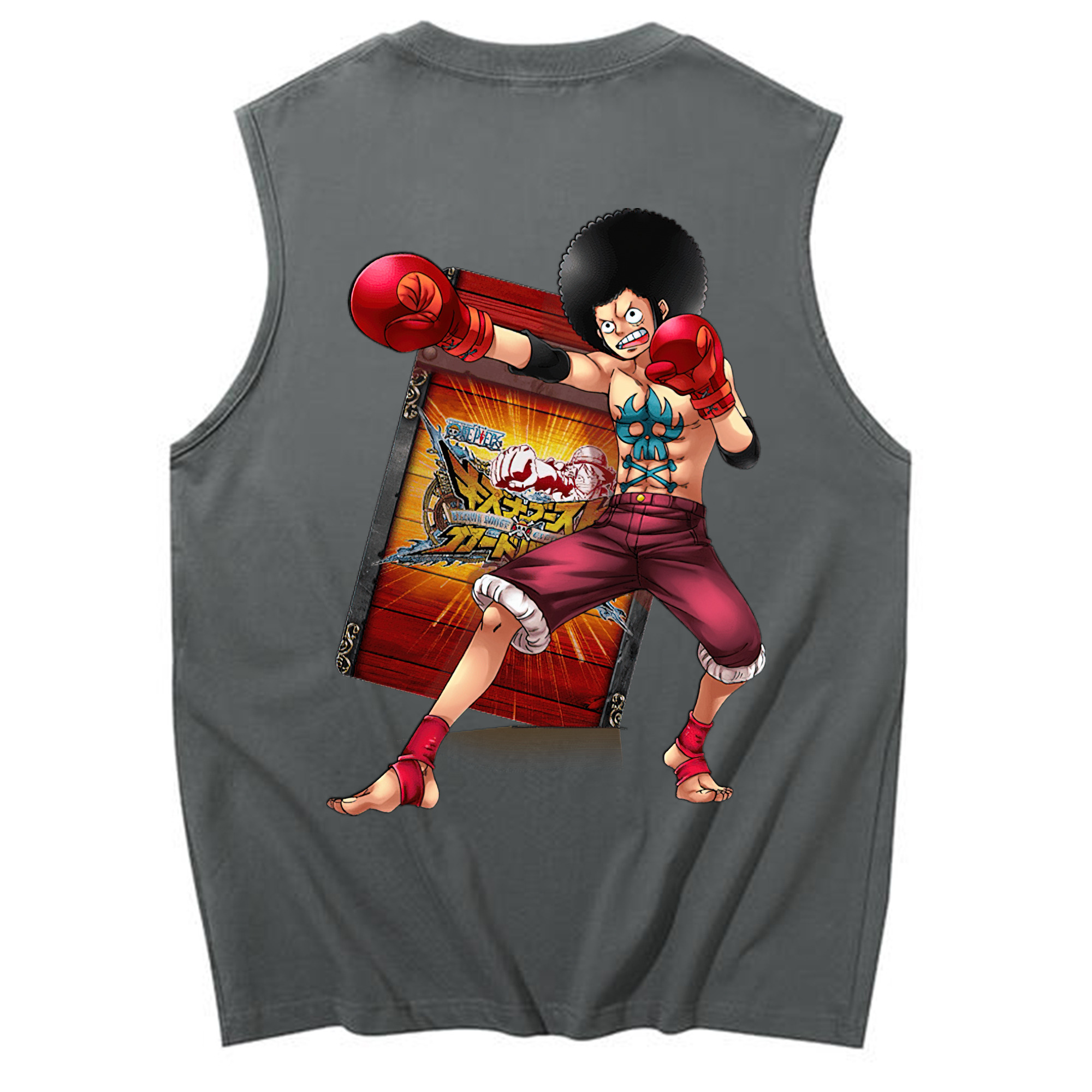 ワンピース モンキー・D・ルフィ ONE PIECE Monkey D. Luffy コットン100％タンクトップ（背面プリント）